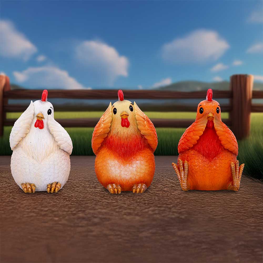 Three Wise Hens 8.5cm