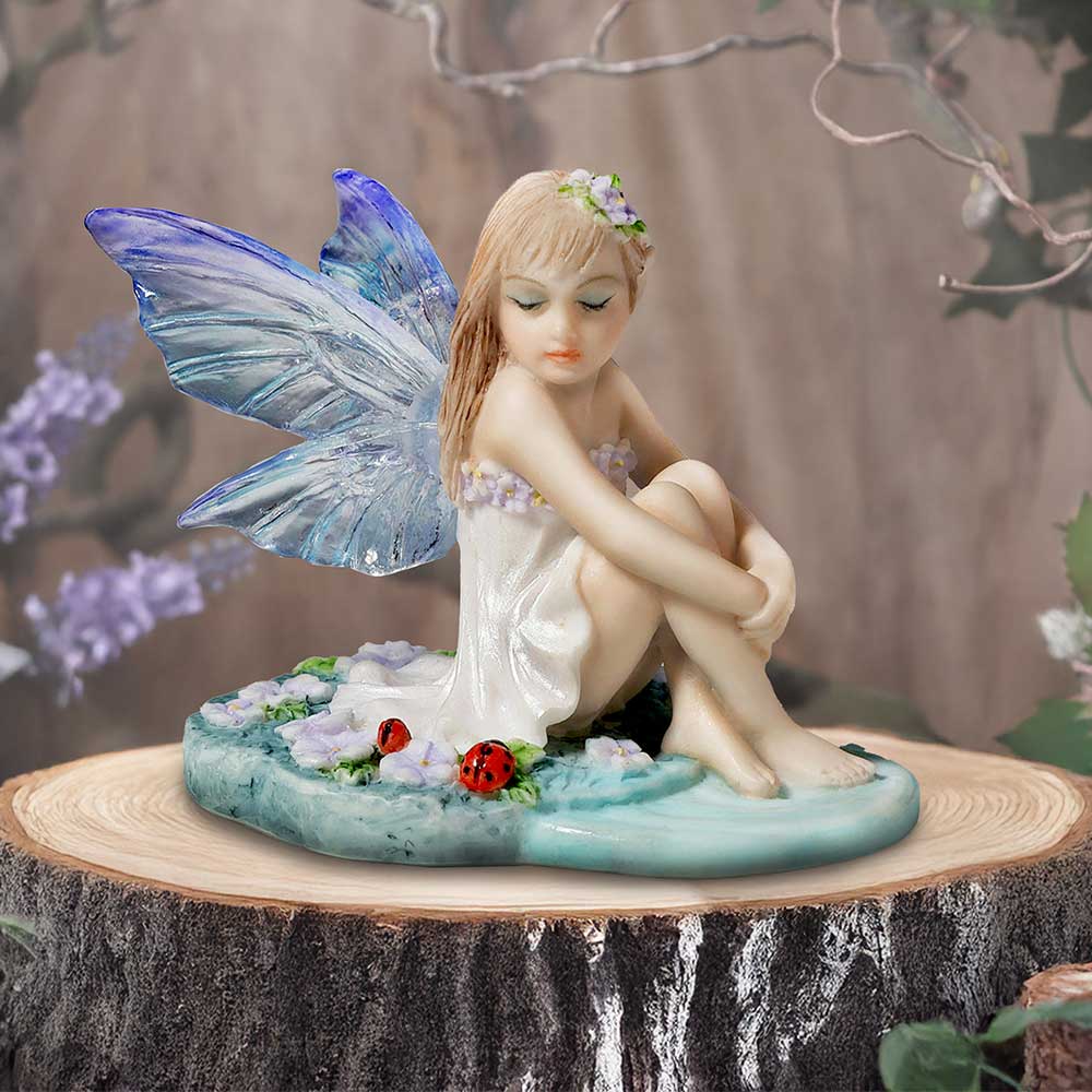 Jenna 6cm Jenna - Serene fairy with purple lilies and ladybugs
