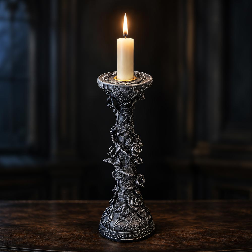 Midnight Rose Candlestick 20.4cm