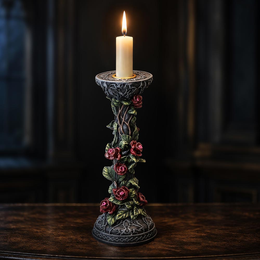 Scarlet Rose Candlestick 20.4cm
