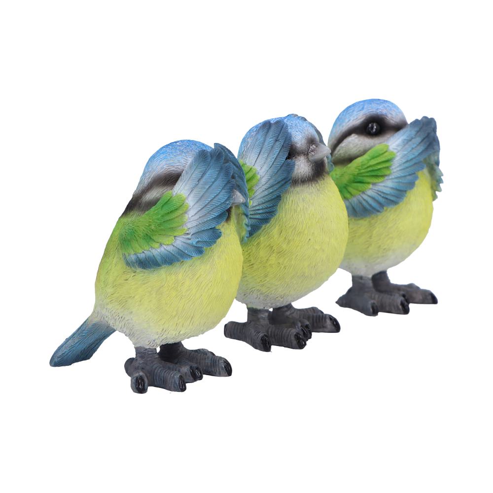 Three Wise Blue Tits 8cm