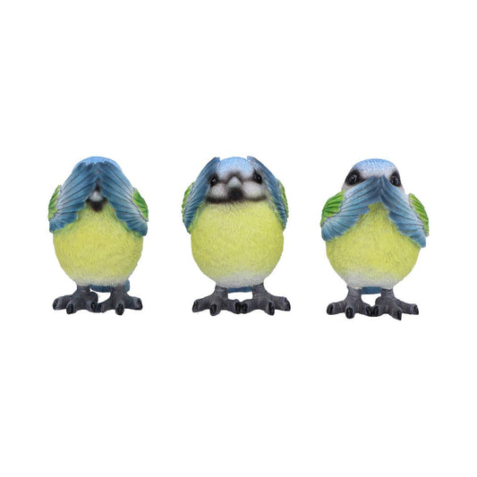 Three Wise Blue Tits 8cm