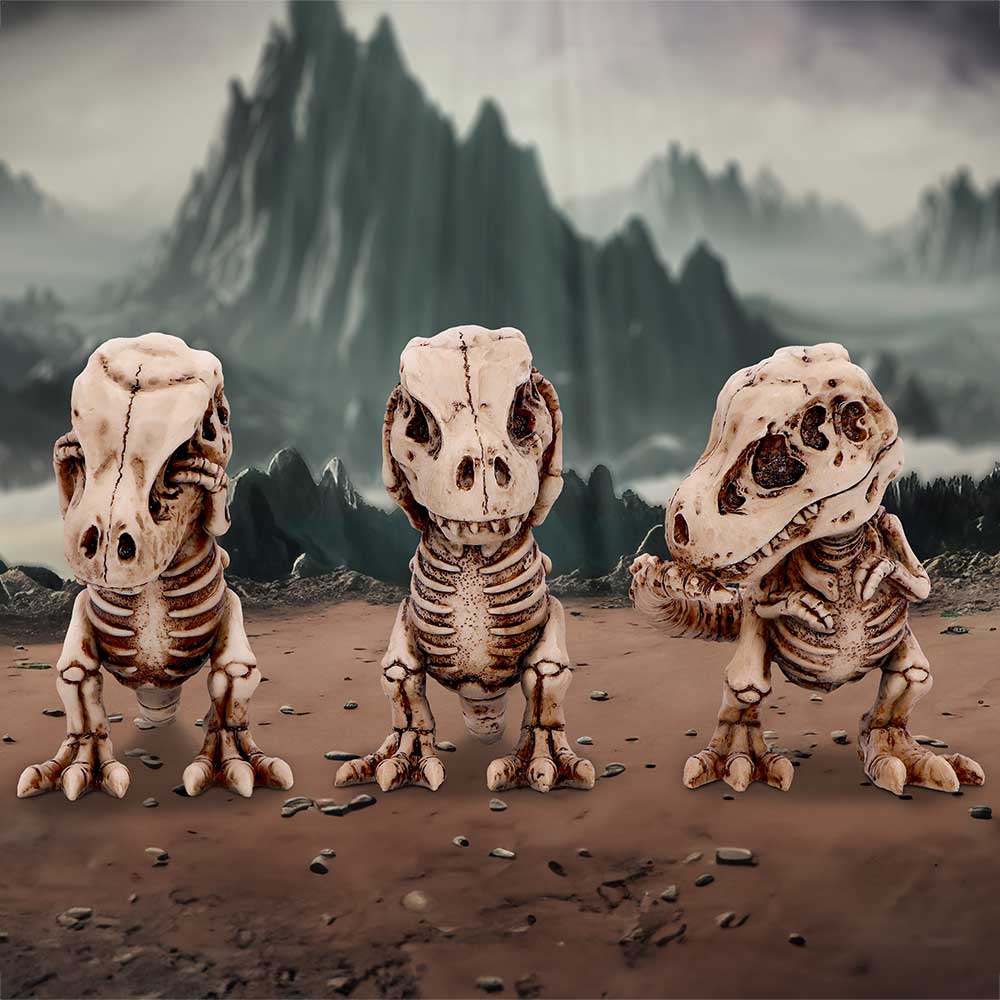Three Wise Tyrannosaurus Rex Skeletons 9.3cm