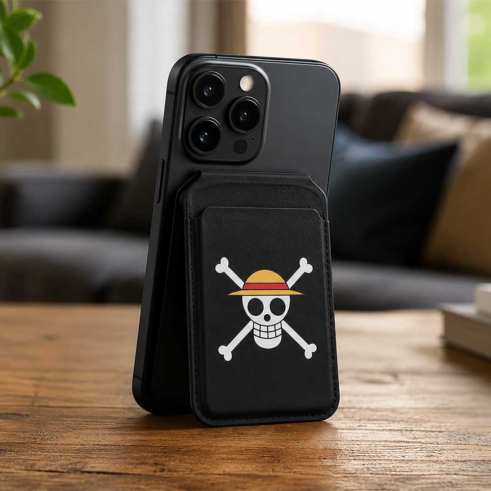 One Piece Luffy Jolly Roger Magsafe Card Holder (Black) 10.2cm