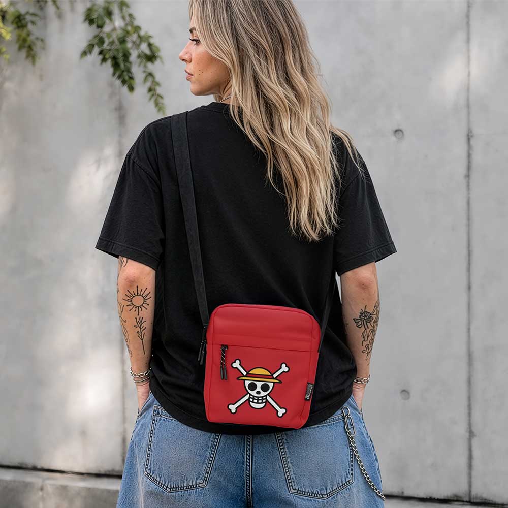 One Piece Luffy Jolly Roger Crossbody Bag (Red) 22.8cm
