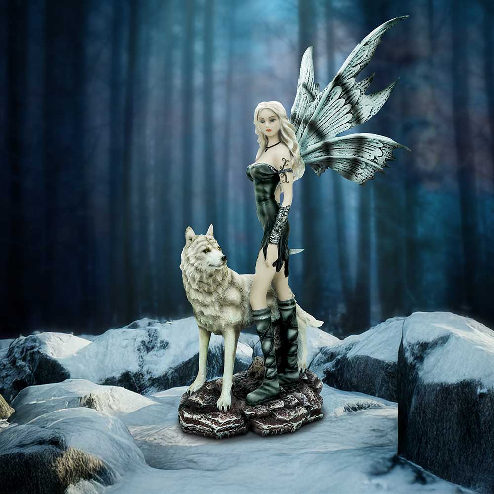 Esarosa Esarosa  Gothic Fairy with Wolf Companion Figurine