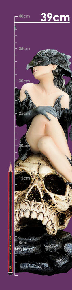 Riven Riven  Gothic Winged Figurine on Skull Base