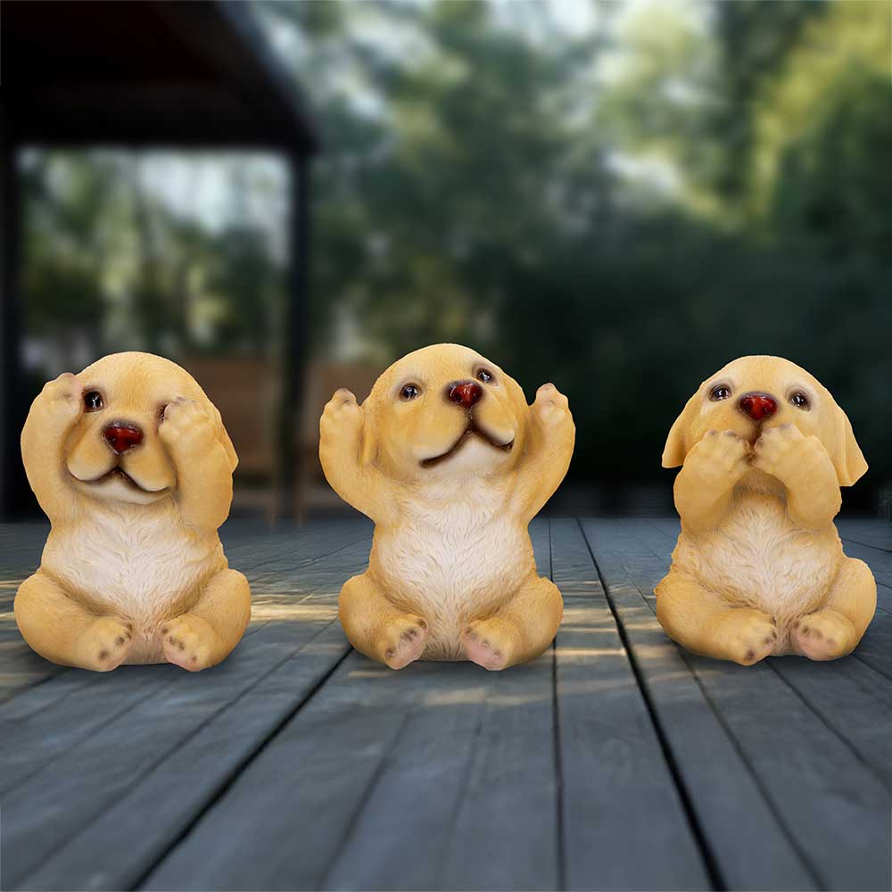 Three Wise Golden Labradors 7.5cm